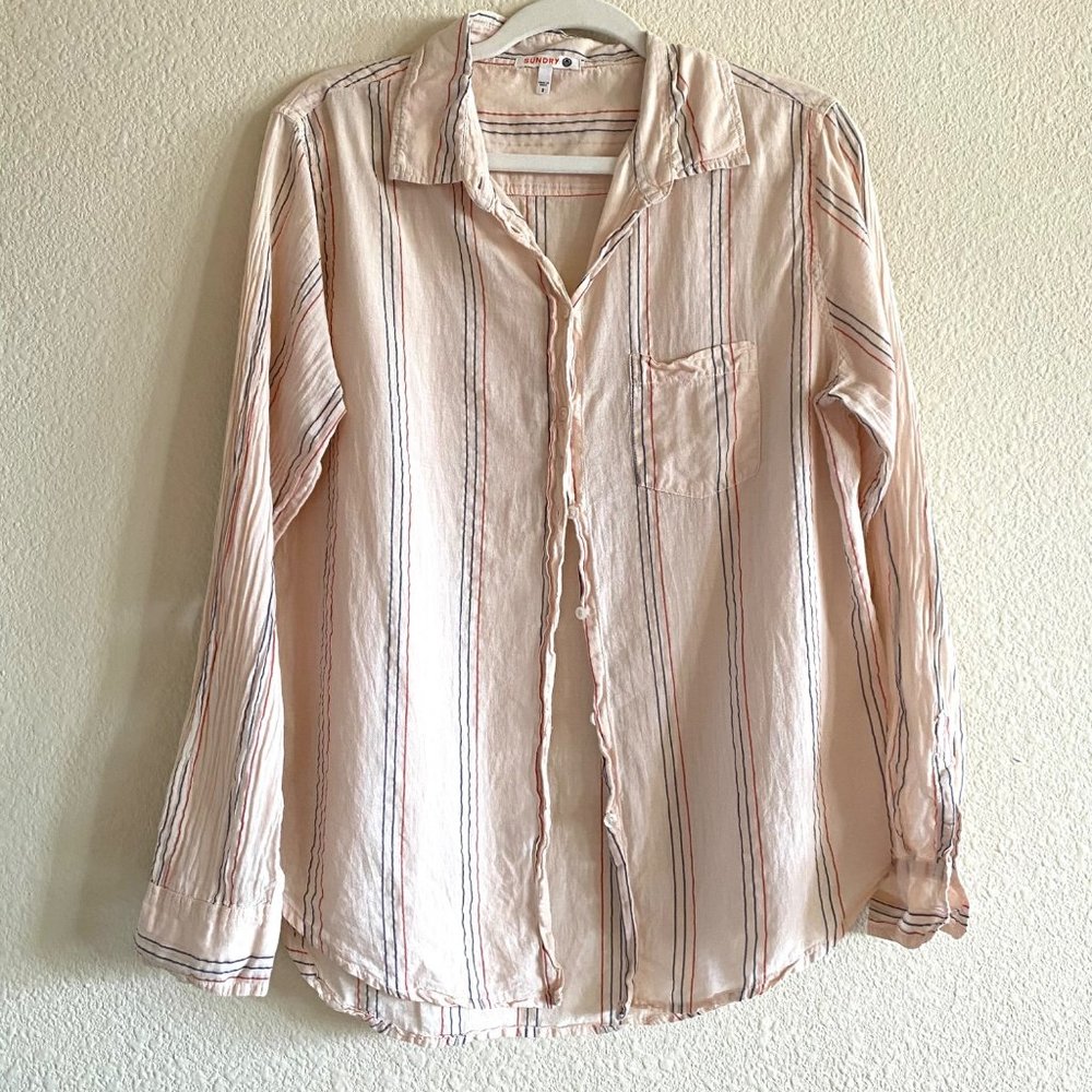 Sundry Basic Stripped Button Down Long Sleeve Col… - image 2